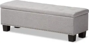 Baxton Studio Sandrine Modern and Contemporary Greyish Beige Fabric Upholstered Button-Tufting Storage Ottoman Bench