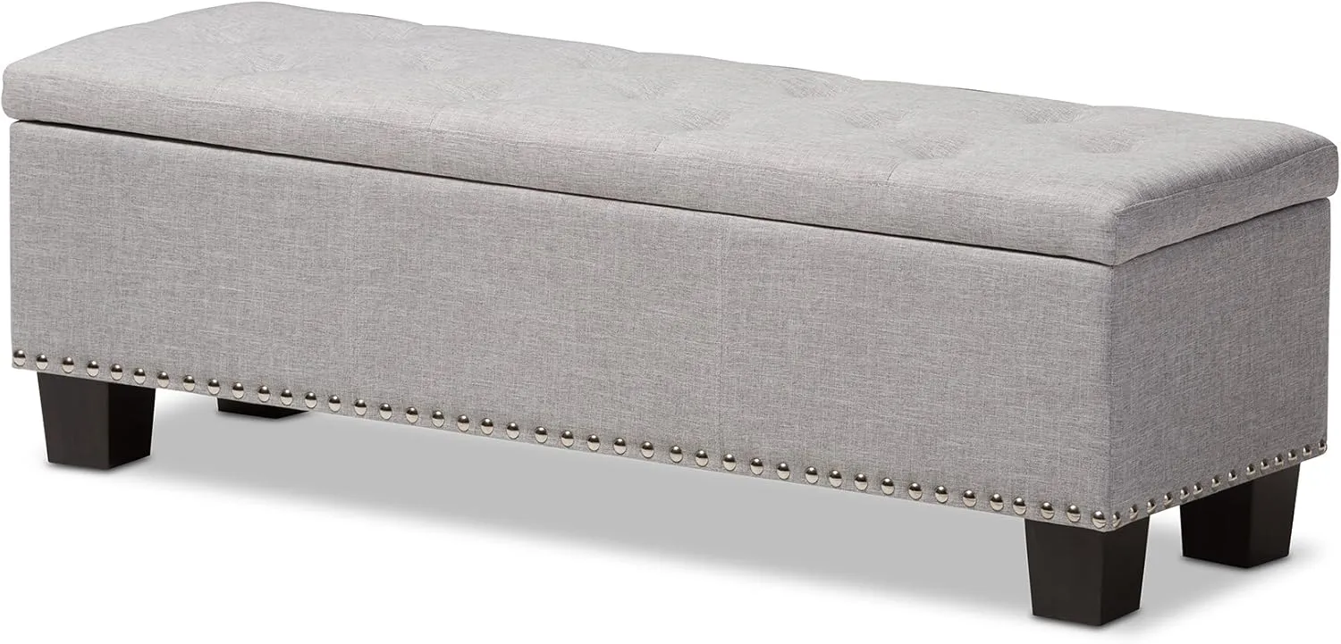 Baxton Studio Sandrine Modern and Contemporary Greyish Beige Fabric Upholstered Button-Tufting Storage Ottoman Bench