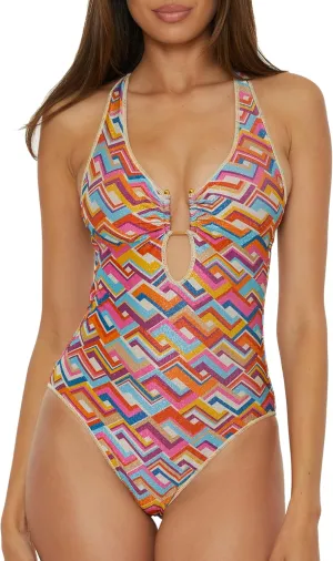BECCA Women's Las Palmas One Piece Swimsuit, Adjustable, Bathing Suits