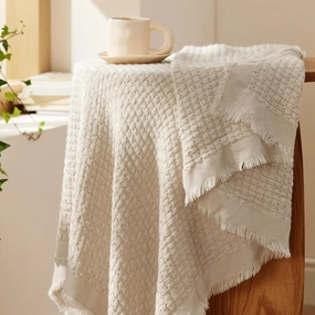 Bedsure Beige Throw Blankets for Couch - Decorative Woven Throws Blanket with Tassels - Soft and Lightweight Farmhouse Throw Blankets for Sofa and Bed (50x60 Inches)