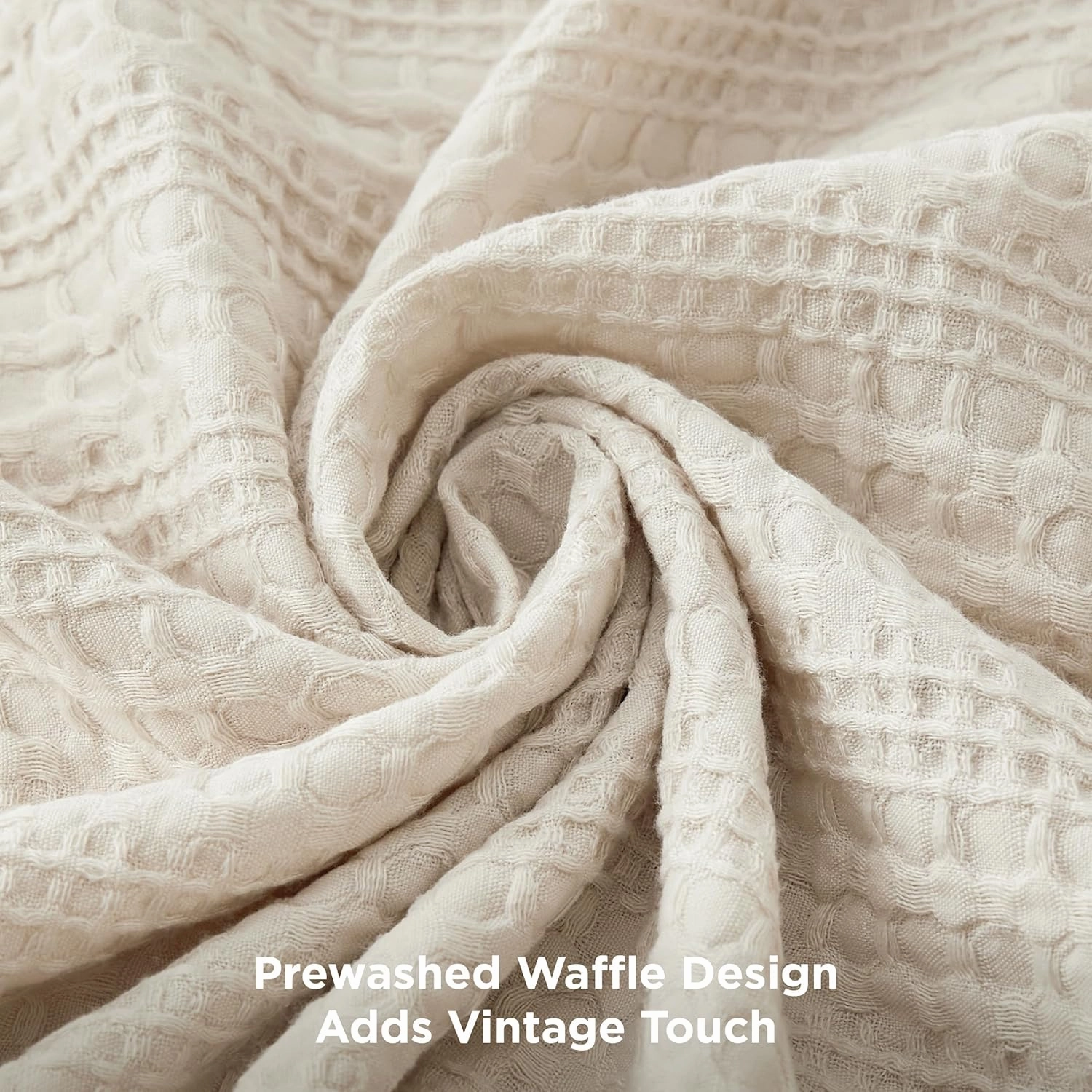 Bedsure Waffle Comforter Set Queen, Soft and Breathable Beige Bedding Comforter Set, 3 Pieces, 1 Waffle Weave Comforter (90"x90") and 2 Pillow Shams (20"x26" 2")