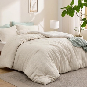Bedsure Waffle Comforter Set Queen, Soft and Breathable Beige Bedding Comforter Set, 3 Pieces, 1 Waffle Weave Comforter (90"x90") and 2 Pillow Shams (20"x26" 2")