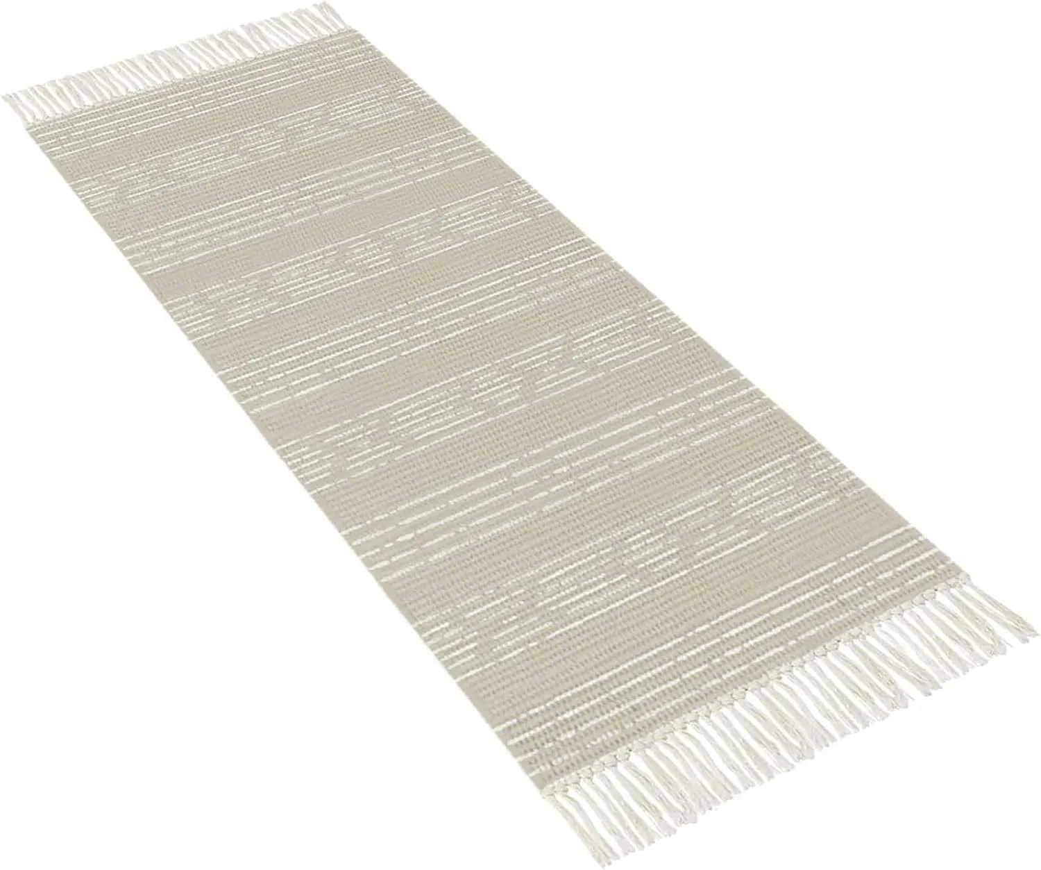 Beige Boho Kitchen Hallway Runner Rug 2X5 Ft Carpet, Washable Woven Throw Carpet with Tassel, Vintage Farmhouse Bohemian Tribe Striped Non-Shedding Entryway Laundry Rugs