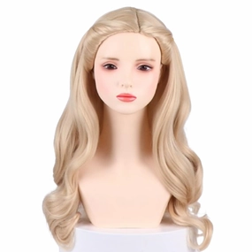 Beige Blonde Wicked Wig Long Loose Natural Wavy Good Witch Princess Wizard Cosplay Wigs for Women