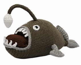 Beige-Green Angler Fish Crochet Doll Handmade Amigurumi Plush Toy VAC