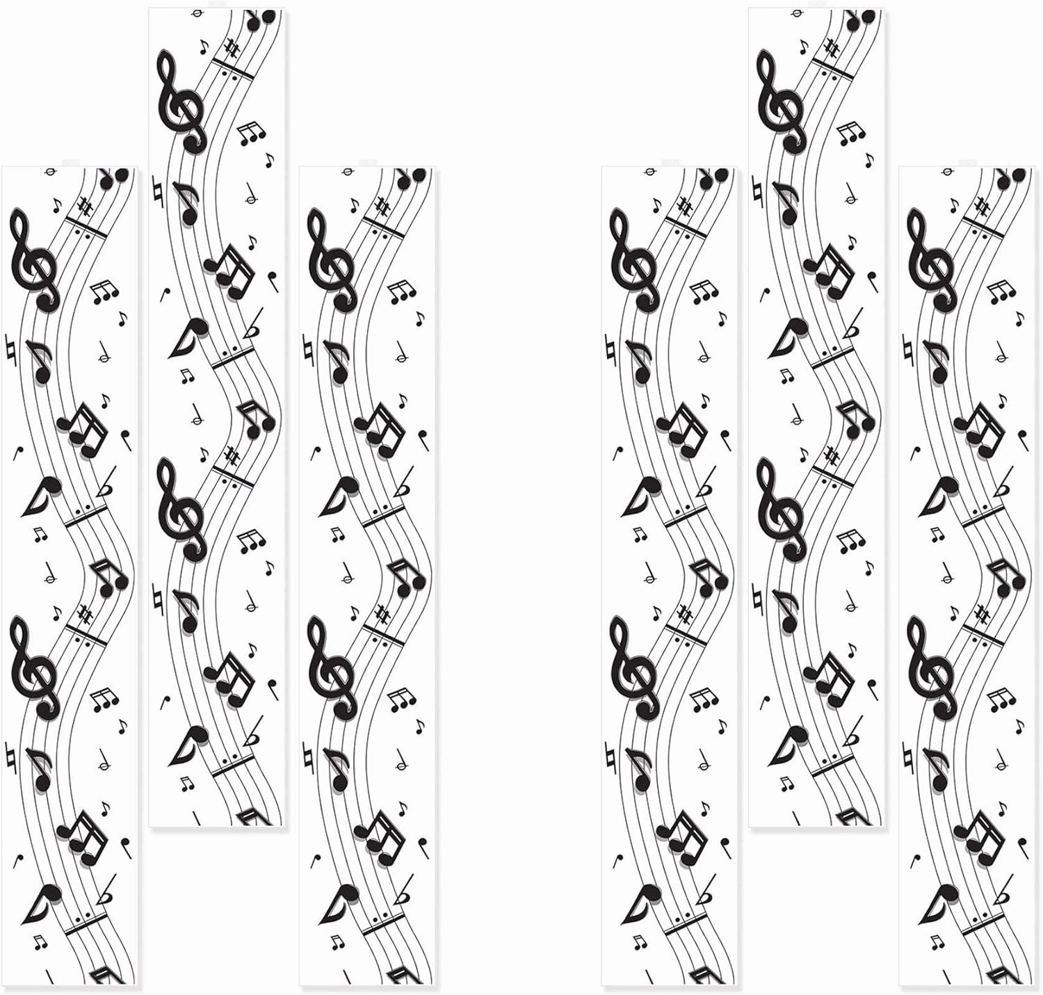 Beistle Musical Notes Party Panels 6 Piece, 12" x 6', Clear/Black