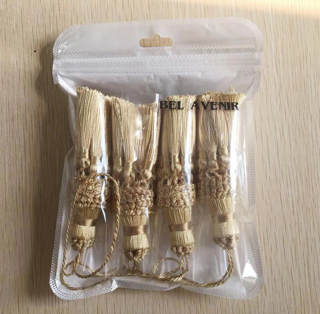 BEL AVENIR Set of 4 Tassel for Craft Elegant Polyester Tassels for Pillow Key Tassel DIY Accessories for Curtain and Home Decor- Golden