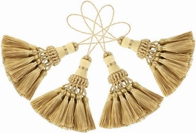 BEL AVENIR Set of 4 Tassel for Craft Elegant Polyester Tassels for Pillow Key Tassel DIY Accessories for Curtain and Home Decor- Golden