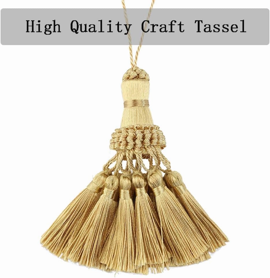 BEL AVENIR Set of 4 Tassel for Craft Elegant Polyester Tassels for Pillow Key Tassel DIY Accessories for Curtain and Home Decor- Golden