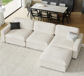Belffin Large Modular Sectional Sofa with Storage L Shaped Couch with Reversible Chaises 4 Seats Chenille Cloud Couch for Living Room Beige