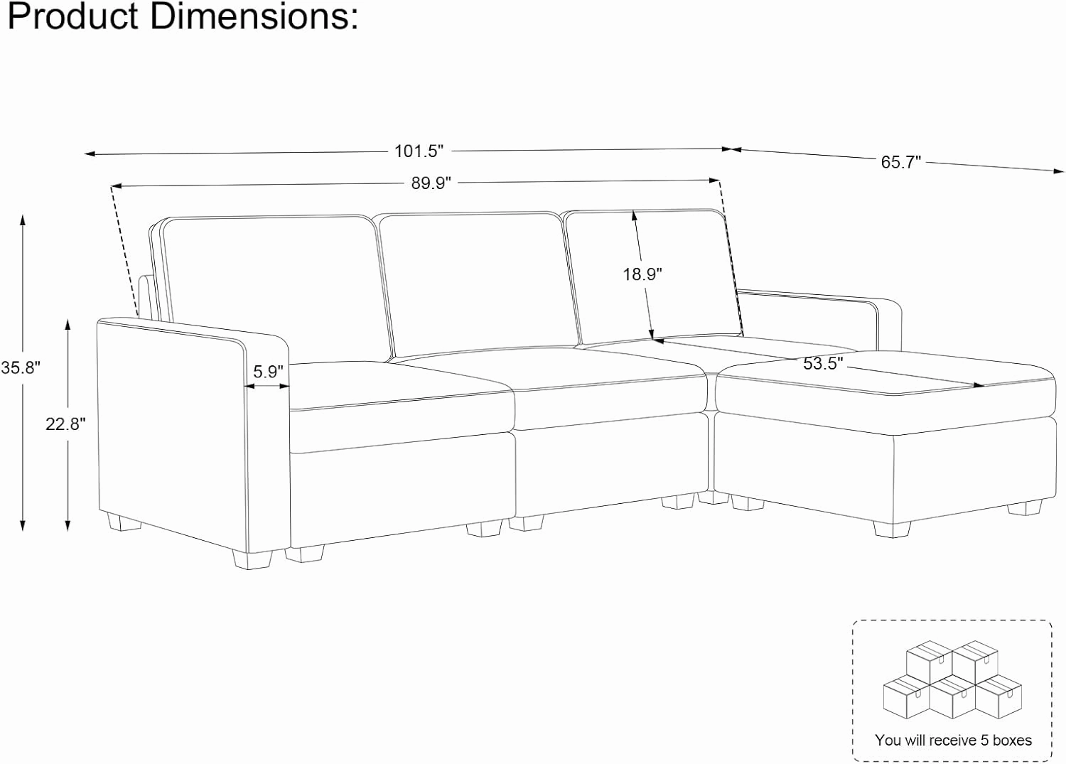 Belffin Large Modular Sectional Sofa with Storage L Shaped Couch with Reversible Chaises 4 Seats Chenille Cloud Couch for Living Room Beige