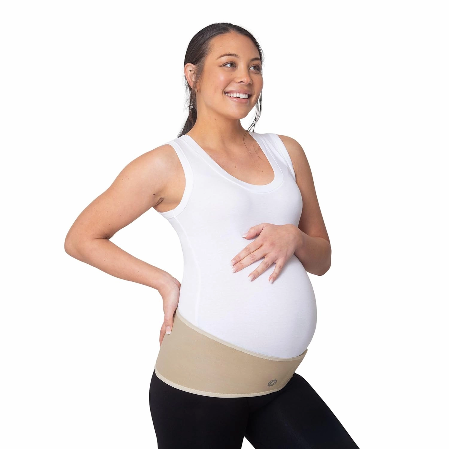 Belly Bandit Basics Maternity Support Belt – Adjustable Pregnancy Belly Band for Lower Back & Abdominal Support – Breathable, Lightweight, and Comfortable for All Trimesters | Nude, Medium