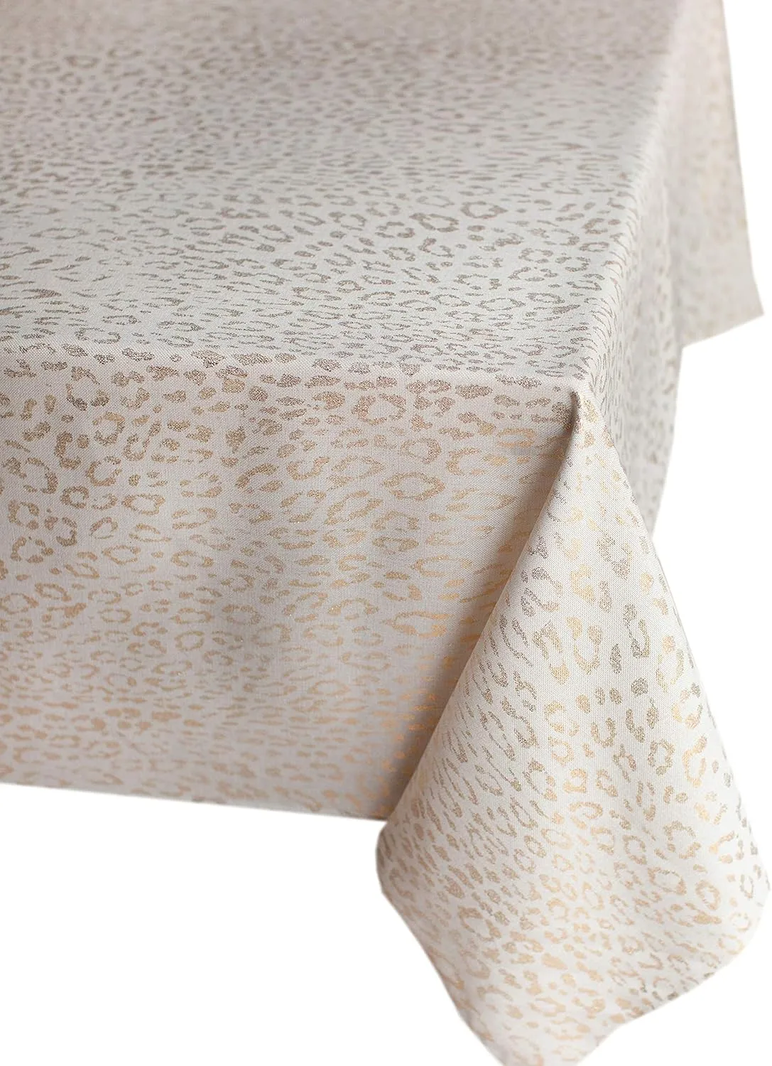 Benson Mills Tamali Leopard Tablecloth, 60X104, Ivory/Gold