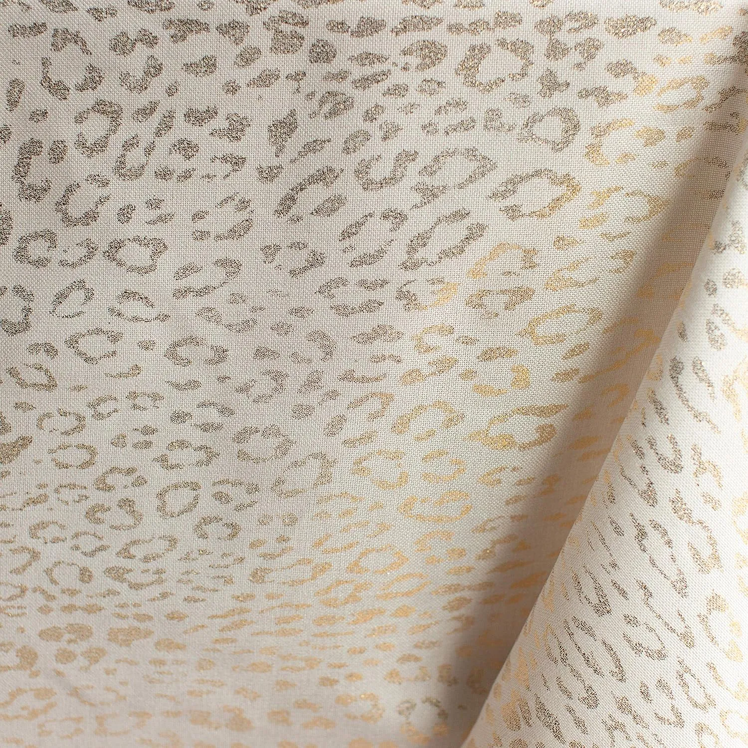 Benson Mills Tamali Leopard Tablecloth, 60X104, Ivory/Gold