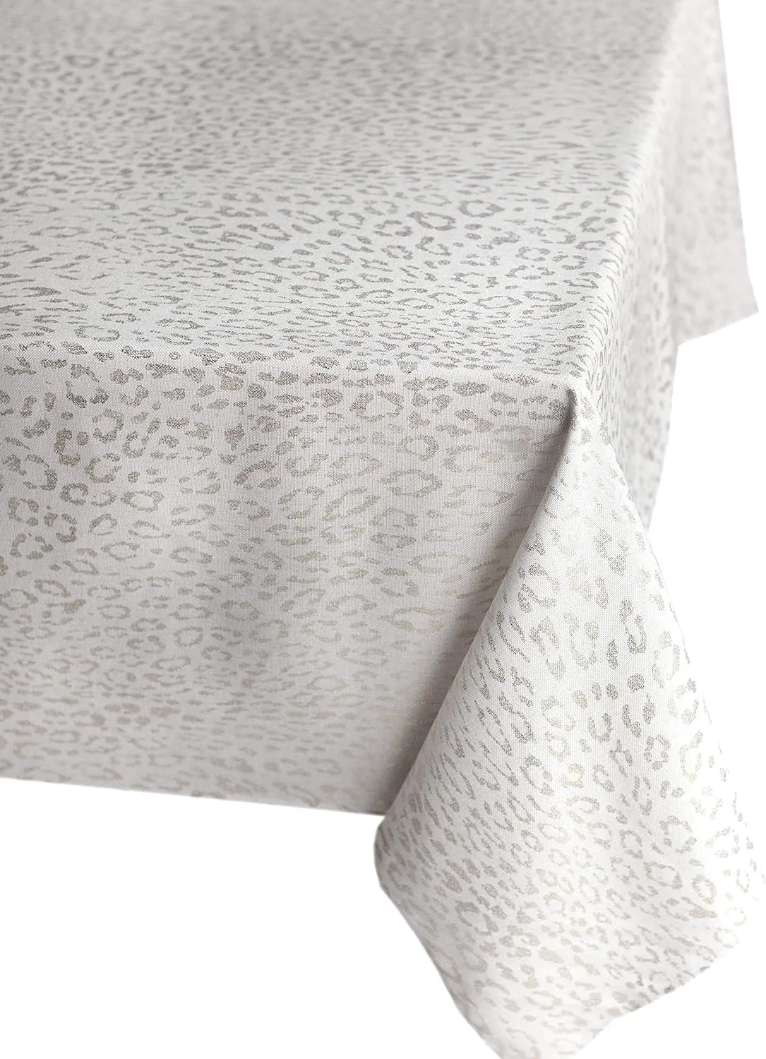 Benson Mills Tamali Leopard Tablecloth, 60X120, Silver/Silver