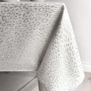 Benson Mills Tamali Leopard Tablecloth, 60X120, Silver/Silver