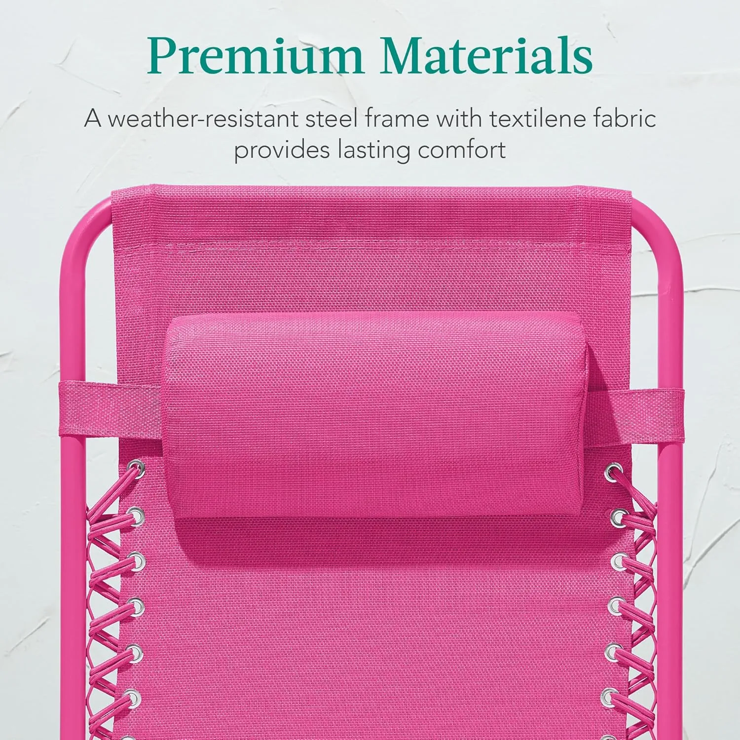 Best Choice Products Adjustable Zero Gravity Chair, Monochromatic Color Folding Patio Recliner w/Side Tray, Headrest - Hot Pink