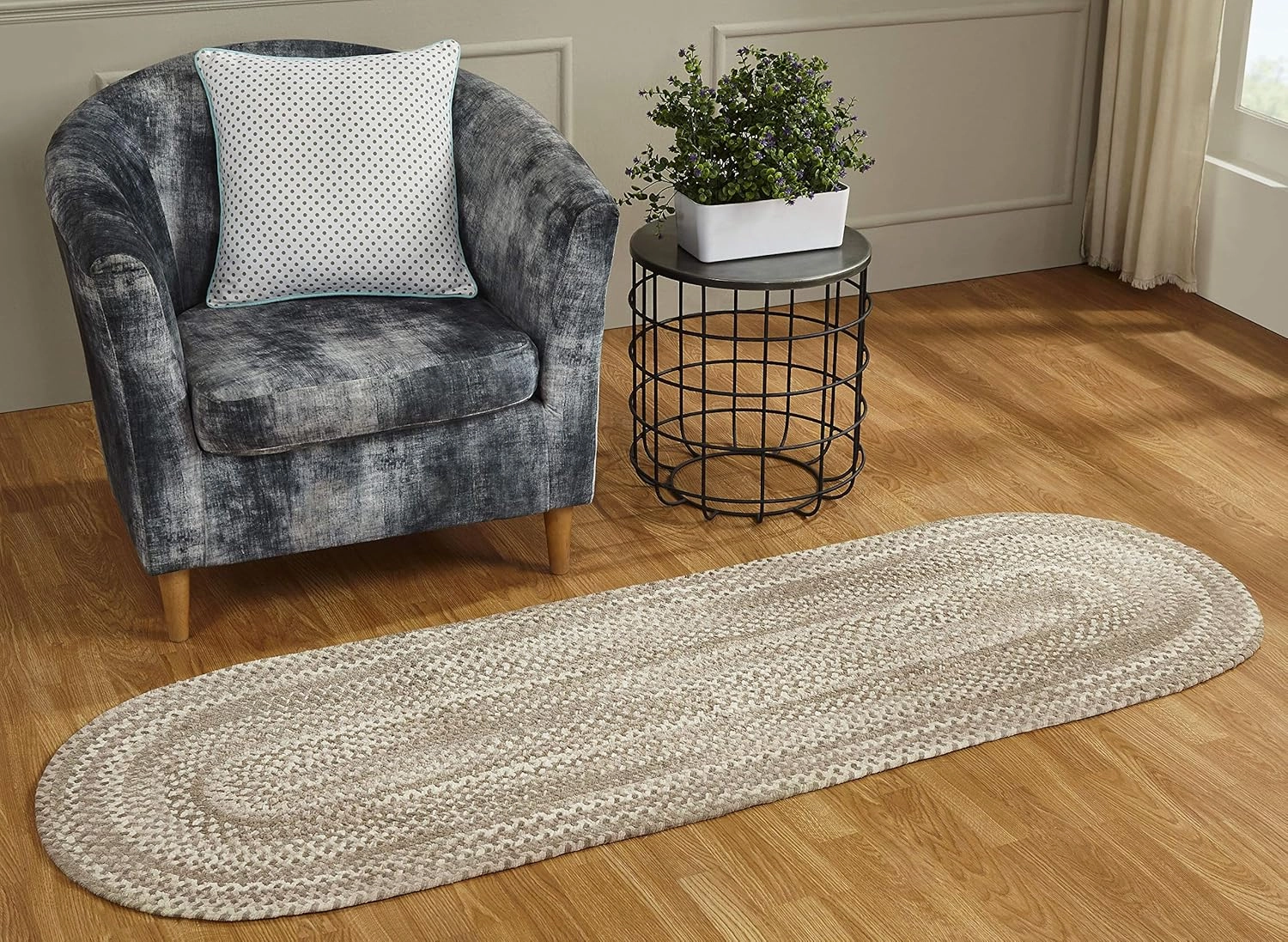 Better Trends Ombre Area Rug, 24" x 72" Runner, Reversible and Durable, 100% Soft Cotton Anti-Fatigue Chenille, Braided Rug for Entryway Living Room, Kitchen - Beige