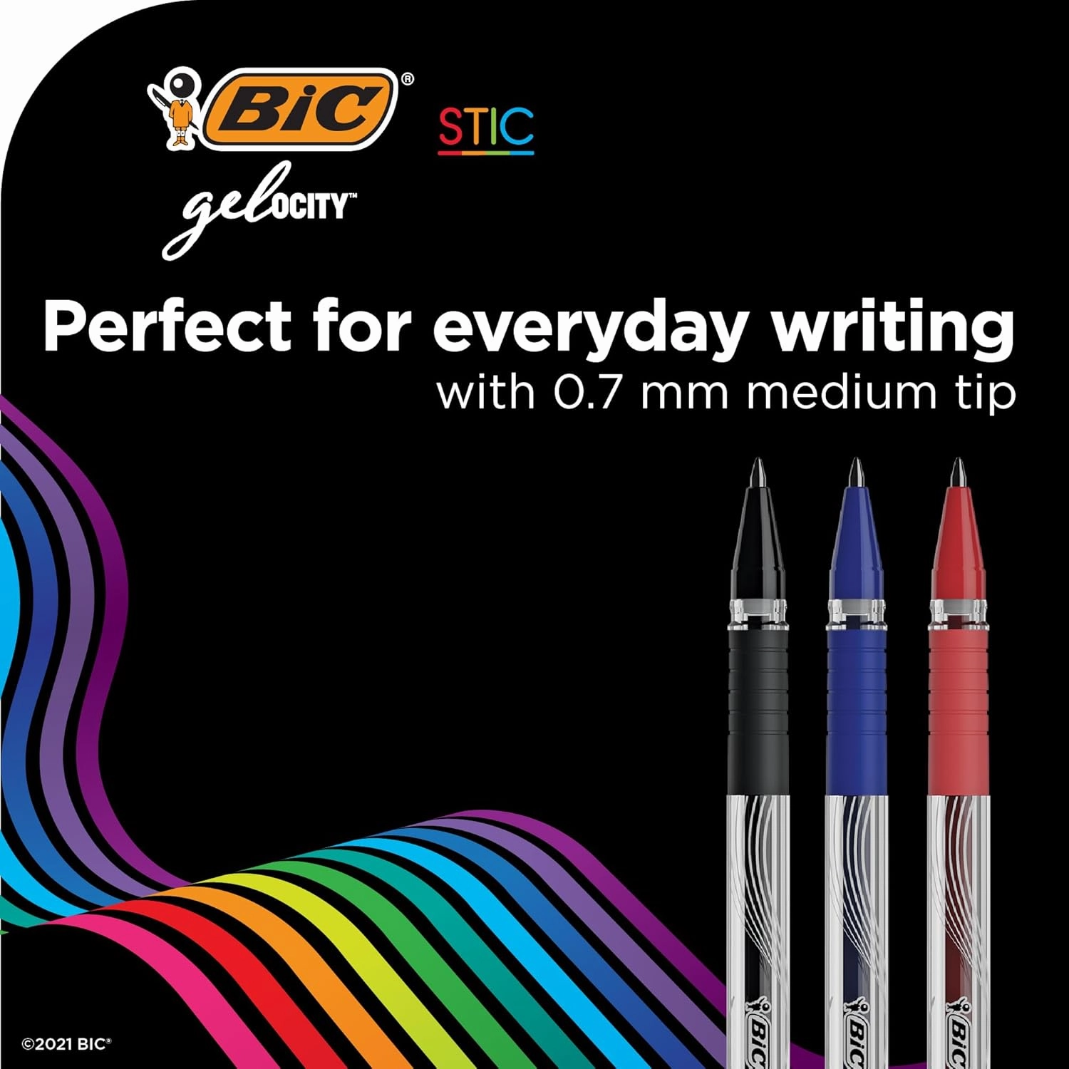 BIC Gel-ocity Smooth Stic Gel Pen, Fine Point (0.5mm), Black Ink, 36-Count, Vibrant and Smooth Gel Ink Pens