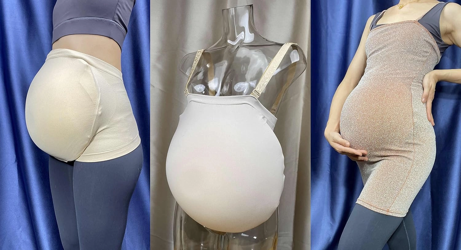 BIMEI Fake Pregnant Belly Cover Adult Belly Filler Pregnant Woman Actor Bag Accessories (Large, Beige)