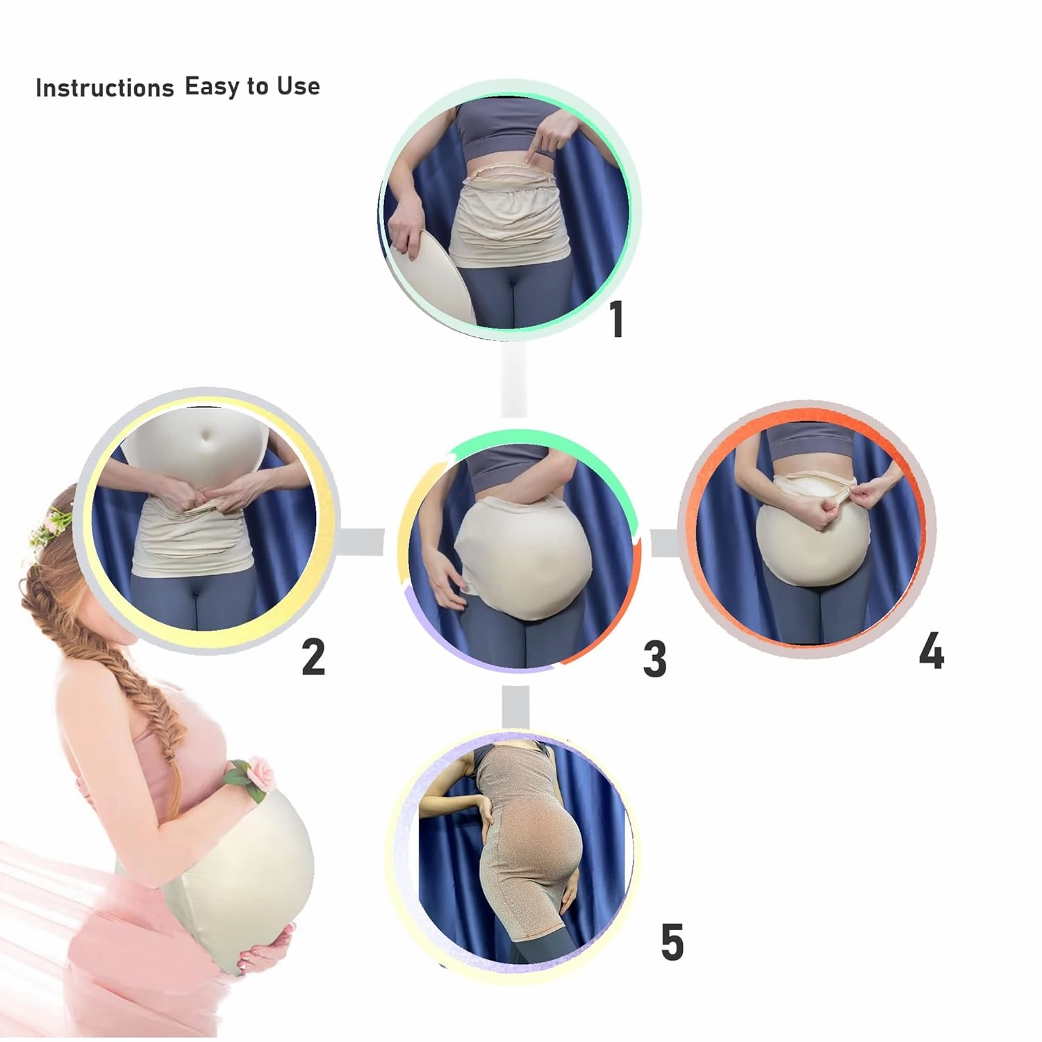 BIMEI Fake Pregnant Belly Cover Adult Belly Filler Pregnant Woman Actor Bag Accessories (Large, Beige)
