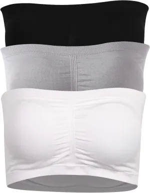 BINACL Women's Bandeau Bralette, Summer Strapless Removable Padded Seamless Basic Layer Tube Top Bra 2/3 Packs