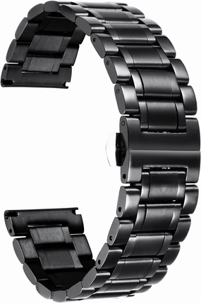 BINLUN Stainless Steel Watch Bands 12mm-24mm Universal Metal Replacement Watch Straps SmartWatch Bracelets Links Straight & Curved Ends Men Women 6 Colors(Black,14mm)