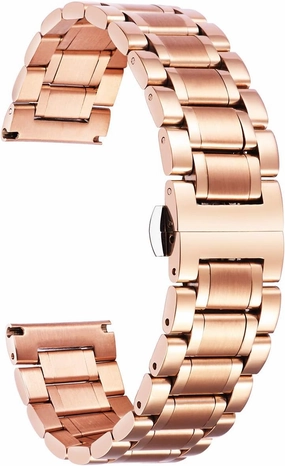 BINLUN Stainless Steel Watch Bands Quick Release 12mm-24mm Universal Metal Replacement Watch Straps SmartWatch Bracelets Links Straight & Curved Ends Men Women 6 Colors(Rose-Gold,19mm)