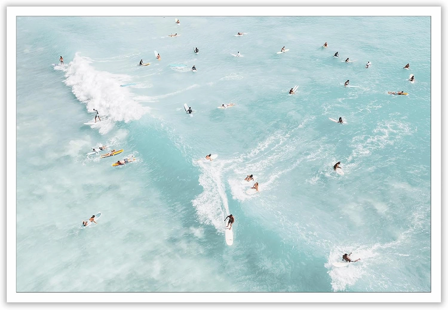 Bittiler Clear Turquoise Beaches Surfing Posters Summer Beach Multiplayer Vacation Wall Art Beautiful Waves Seascape Prints Painting For Home Bedroom Dorm Wall Decor 24x36 Unframed