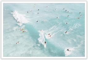 Bittiler Clear Turquoise Beaches Surfing Posters Summer Beach Multiplayer Vacation Wall Art Beautiful Waves Seascape Prints Painting For Home Bedroom Dorm Wall Decor 24x36 Unframed