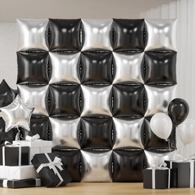 Black and Silver Balloons Wall Tunnel Backdrop Double Sided Chrome Silver Metallic Balloon Arch Garland Kit For Graduation Anniversary Birthday Party Background Decoration