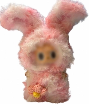 Black Dragon/Pink/White/Blue Dinosaur Brown Bear Fursuit Clothes for Labubu (NO Doll) for Macaron for Big into Energy,Handmade Clothes Set for Labubu of Monsters V1/V2/V3 (Pink Bunny)