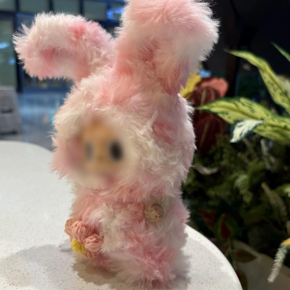 Black Dragon/Pink/White/Blue Dinosaur Brown Bear Fursuit Clothes for Labubu (NO Doll) for Macaron for Big into Energy,Handmade Clothes Set for Labubu of Monsters V1/V2/V3 (Pink Bunny)