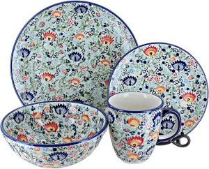 Blue Rose Polish Pottery Desert Oasis 4 Piece Place Setting - Service for 1
