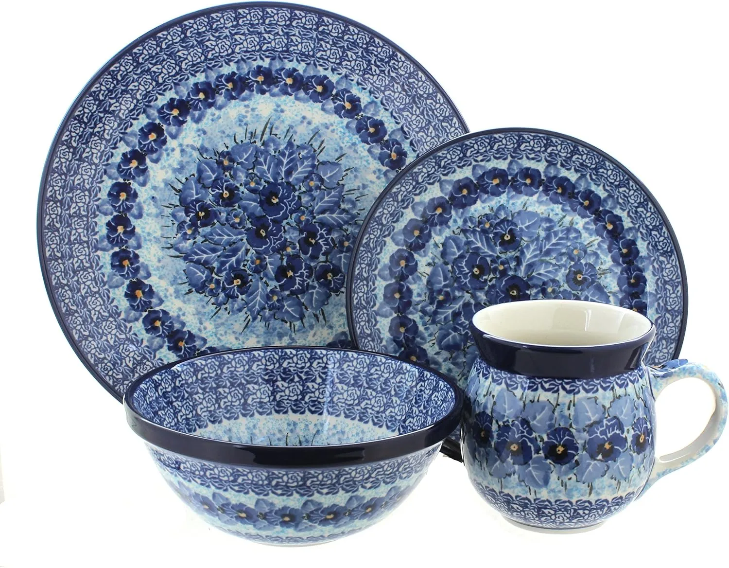 Blue Rose Polish Pottery Joanna 4 Piece Place Setting - Service for 1