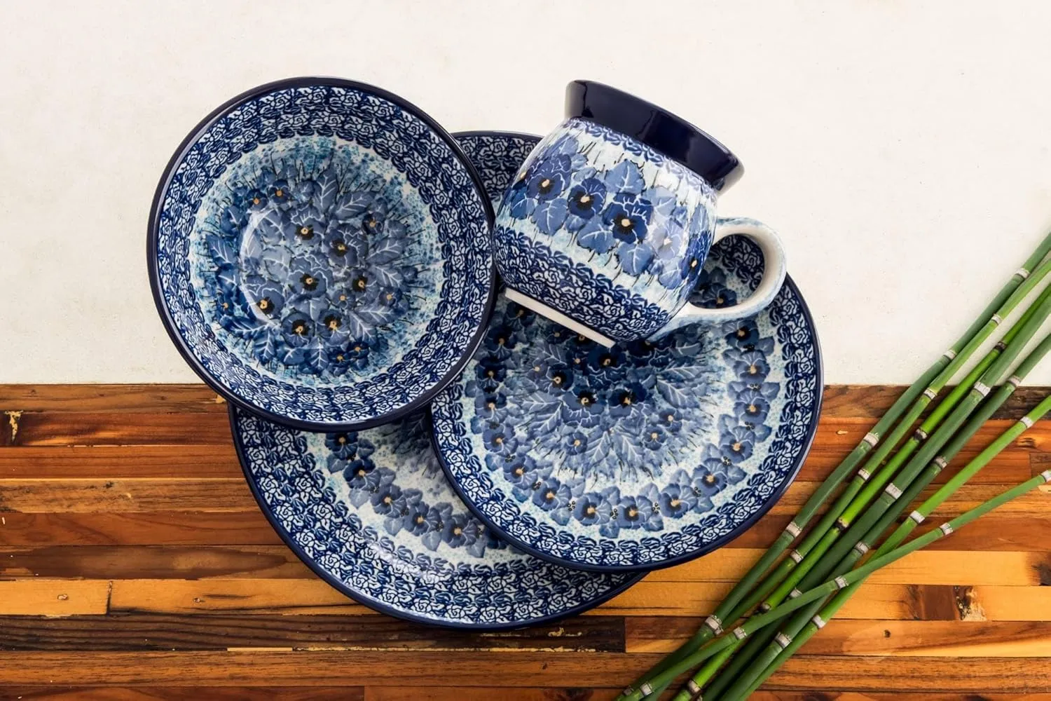 Blue Rose Polish Pottery Joanna 4 Piece Place Setting - Service for 1