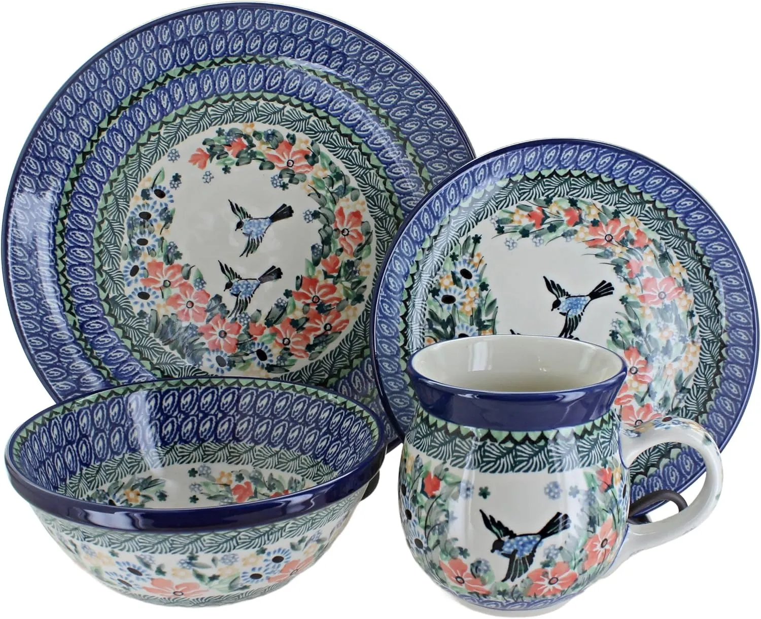 Blue Rose Polish Pottery Maria 16 Piece Dinner Set