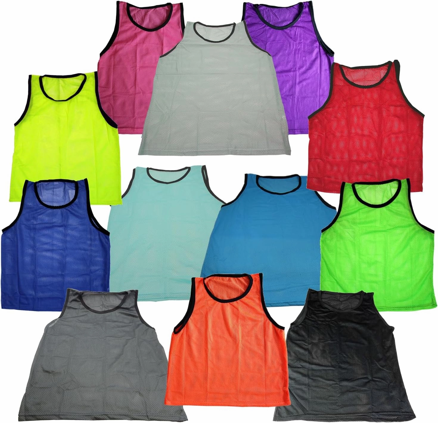 BlueDot Trading 12 Adult Men Woman Unisex Sports Pinnie Scrimmage Training Vest, Nylon Mesh – Soccer, Field Hockey, Lacrosse