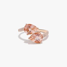 Blush 14K Rose Gold Morganite and Diamond Bypass Ring