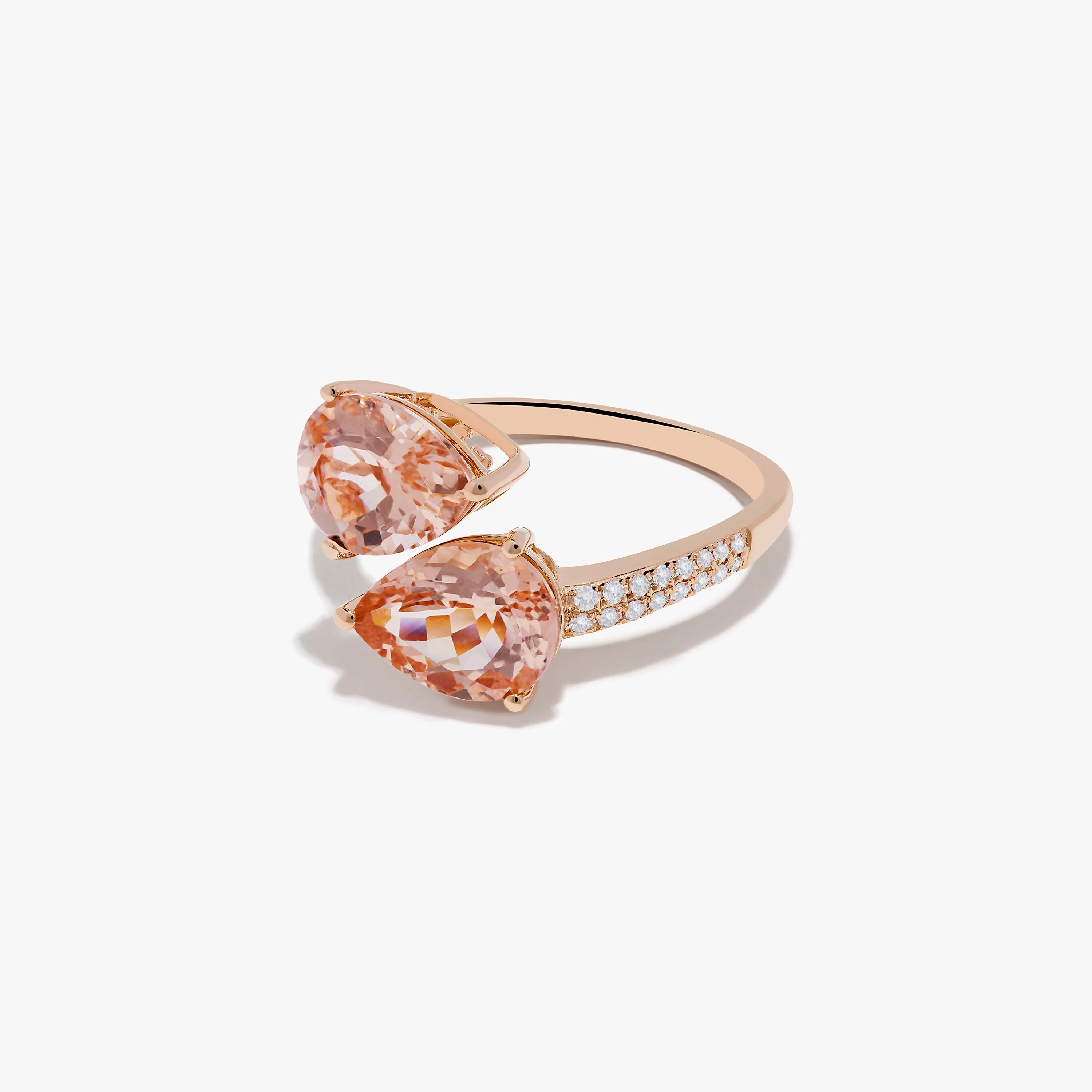 Blush 14K Rose Gold Morganite and Diamond Bypass Ring