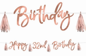 Blush Birthday Metallic Tassel Banner Kit | 1ct