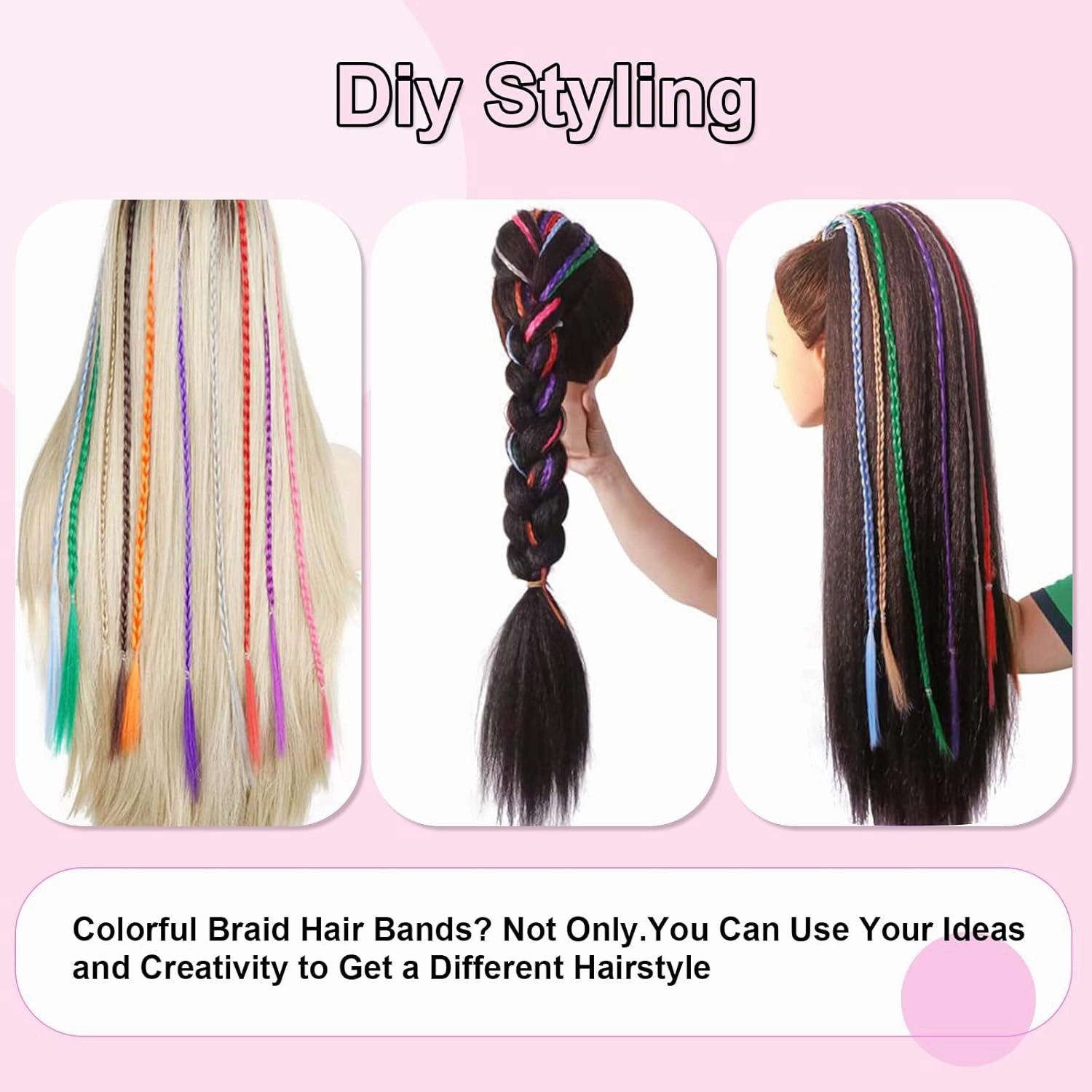 Bohoo Braids 5 Pack Clip in Hair Extensions - 22" Curly Ends - Boho Style Box Braids - Synthetic Pink Natural Soft Hair