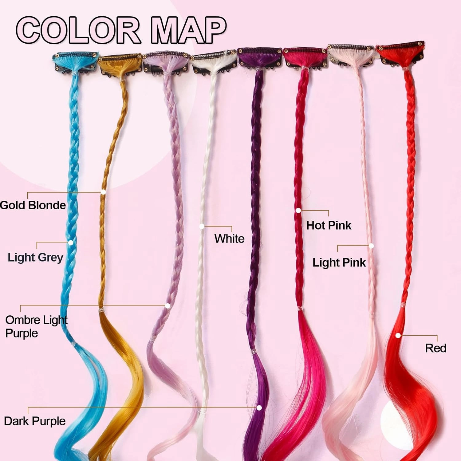 Bohoo Braids 5 Pack Clip in Hair Extensions - 22" Curly Ends - Boho Style Box Braids - Synthetic Pink Natural Soft Hair