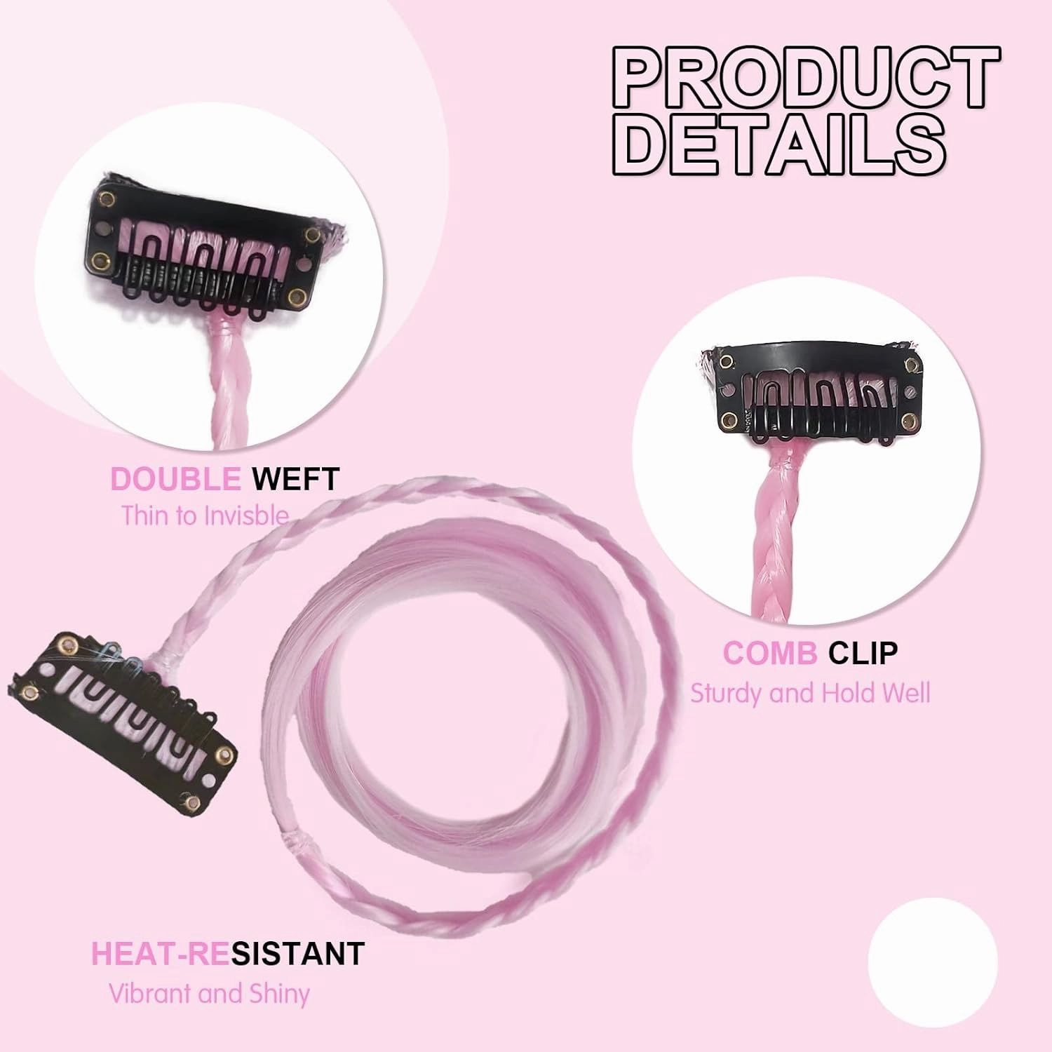 Bohoo Braids 5 Pack Clip in Hair Extensions - 22" Curly Ends - Boho Style Box Braids - Synthetic Pink Natural Soft Hair