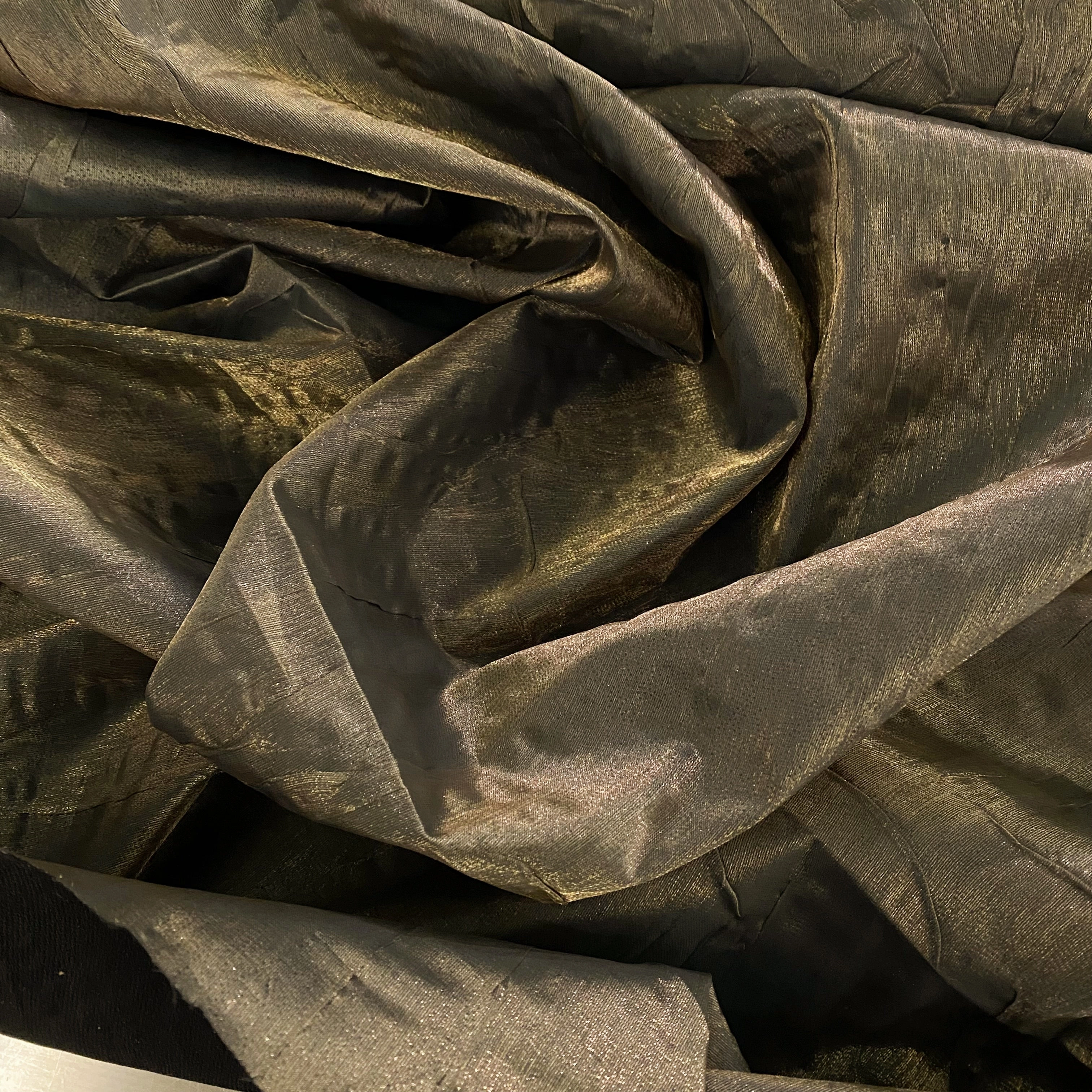 Bonded Creased Metallic Organza - Dark Antique Gold