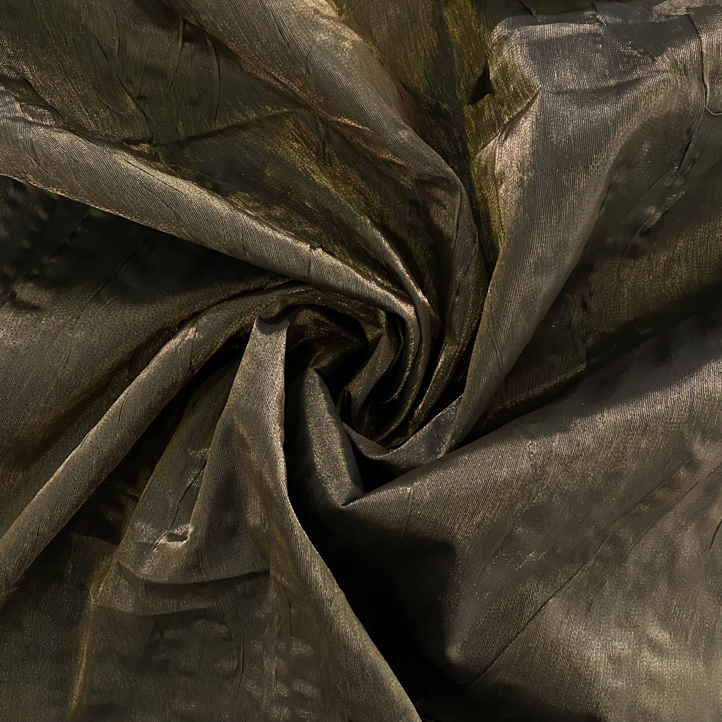 Bonded Creased Metallic Organza - Dark Antique Gold