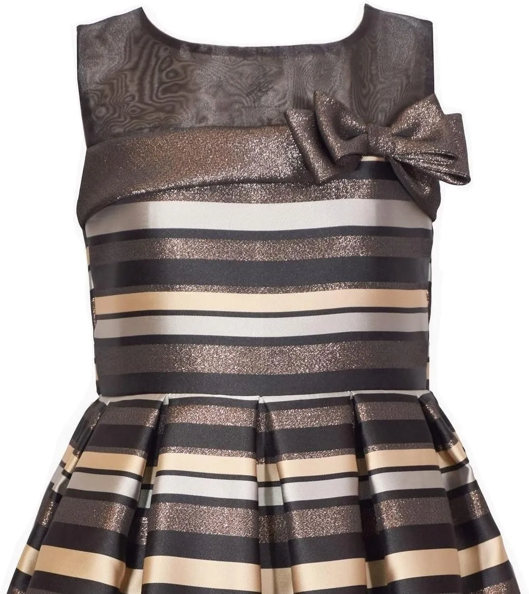 Bonnie Jean Girls 4-16 Metallic Stripe Jacquard Christmas Dress