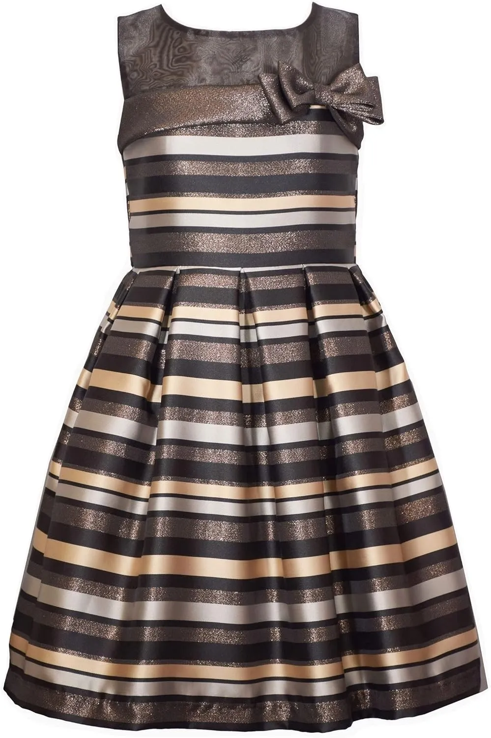 Bonnie Jean Girls 4-16 Metallic Stripe Jacquard Christmas Dress