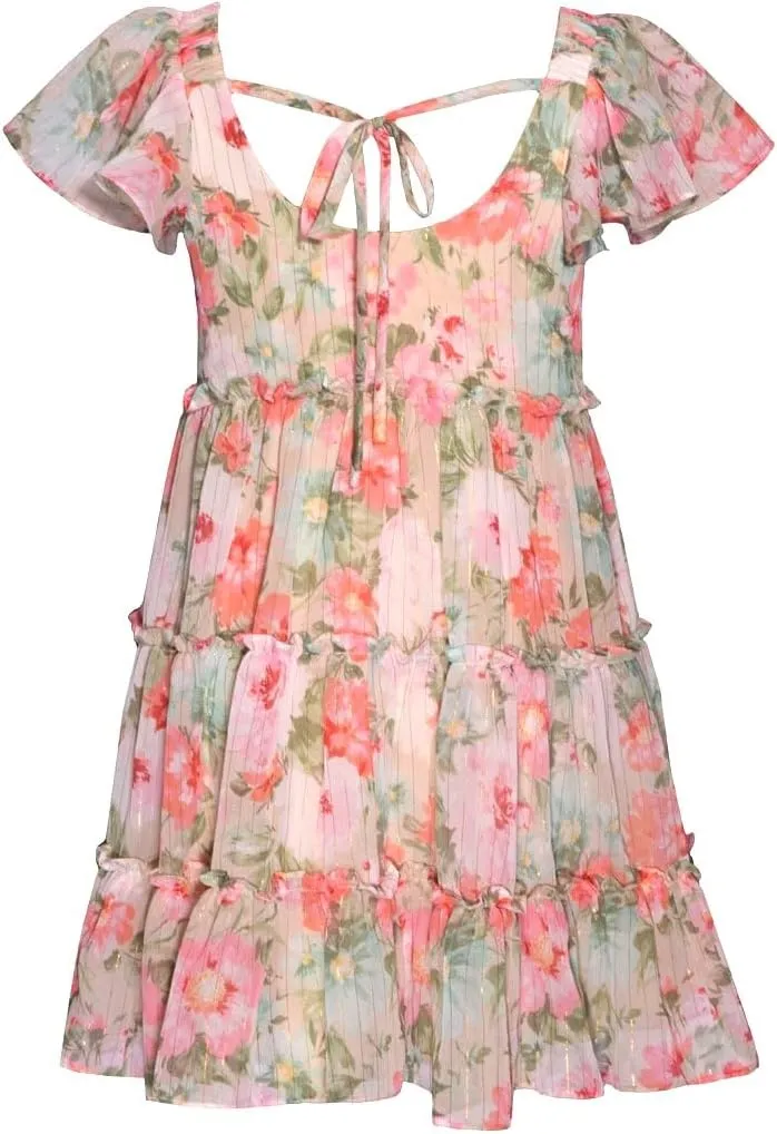 Bonnie Jean Girls 7-16 Chiffon Floral Special Occasion Dress