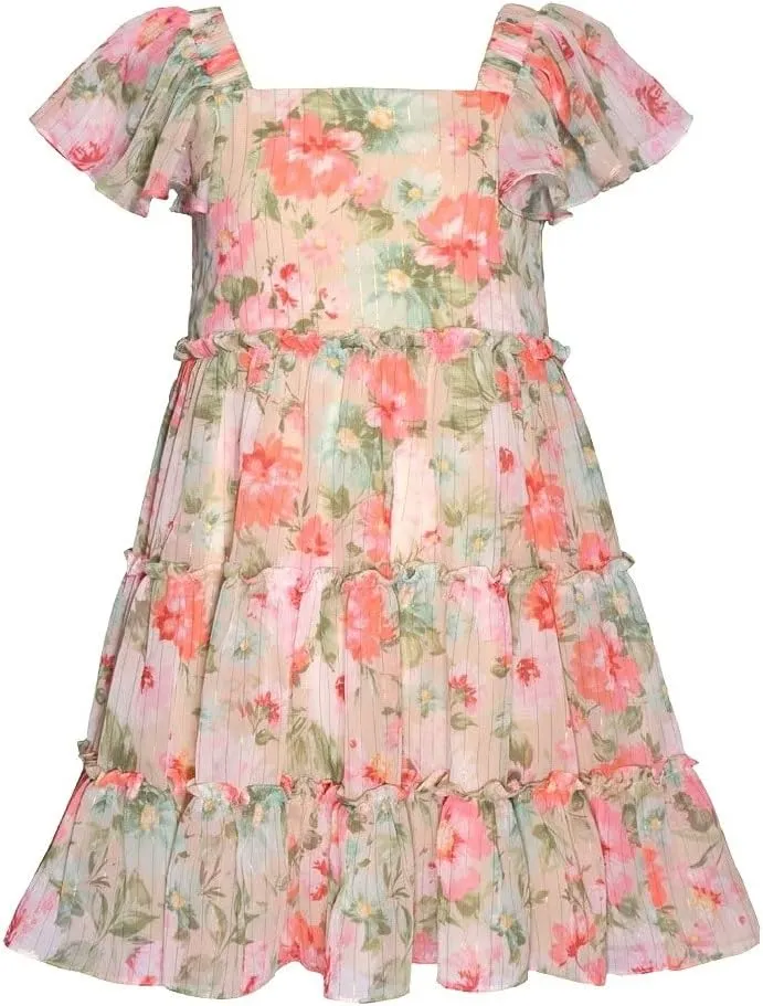 Bonnie Jean Girls 7-16 Chiffon Floral Special Occasion Dress
